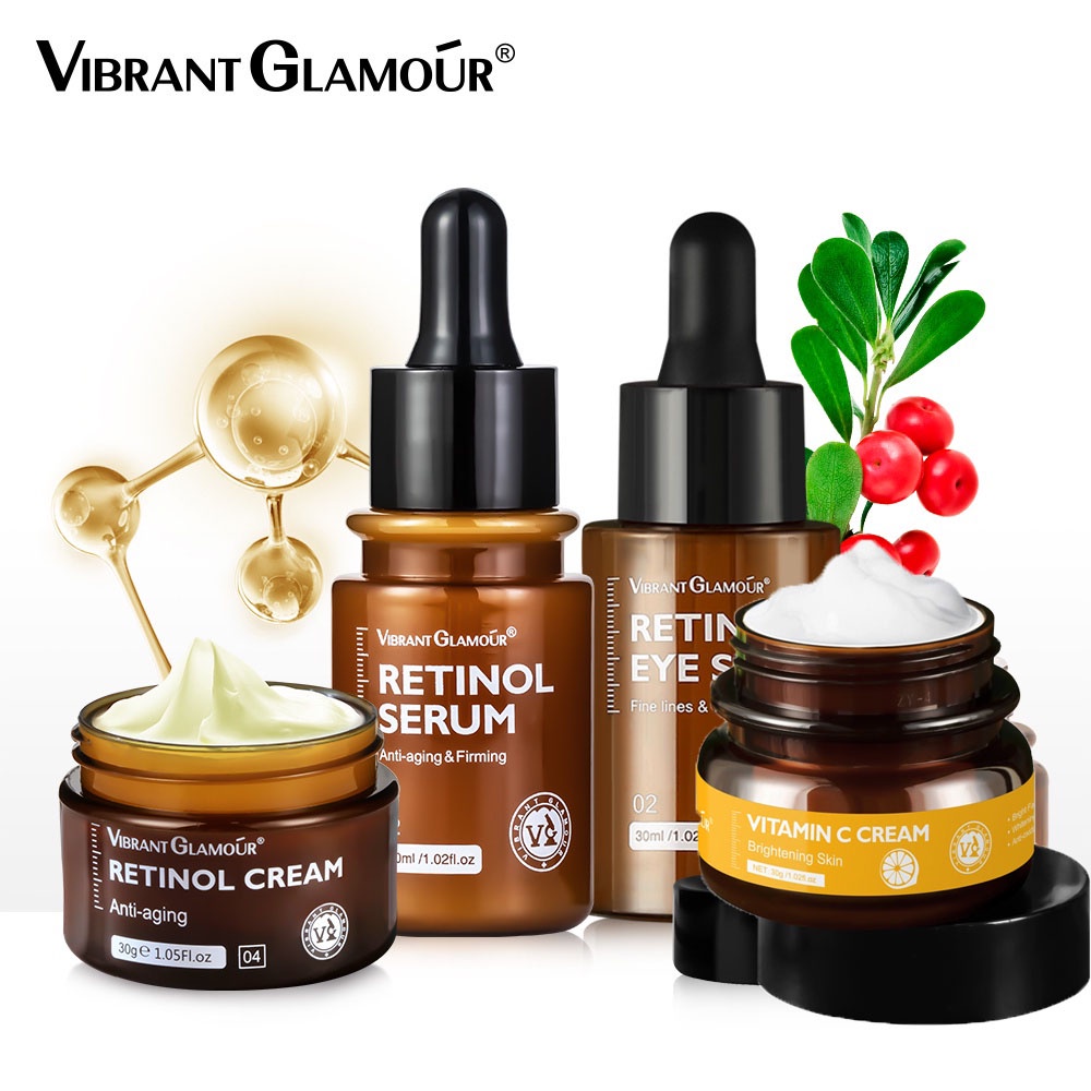 VIBRANT GLAMOUR Natural Retinol Sets Face Cream+Facial Eye Vitamin C ...