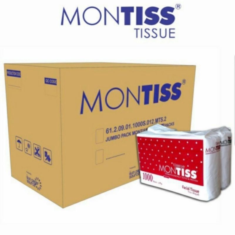 Montiss Facial Tissue 1000 Sheets – 2 ply | 1 box = 12 packs | Shopee ...