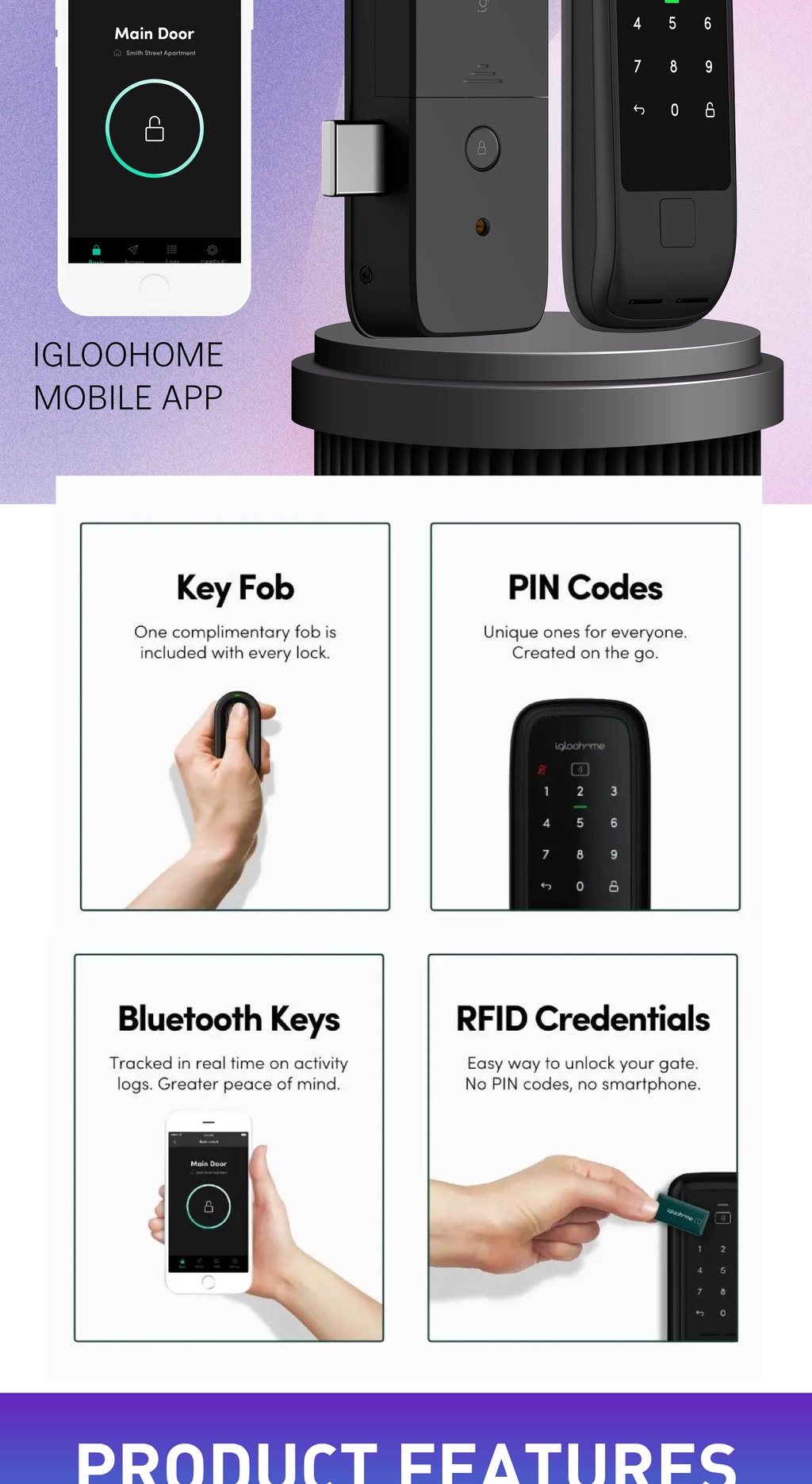 IGLOOHOME RM2 - DIGITAL LOCK FOR METAL GATE.CARD/PIN/KEY+MOBILE APP+OTP ...