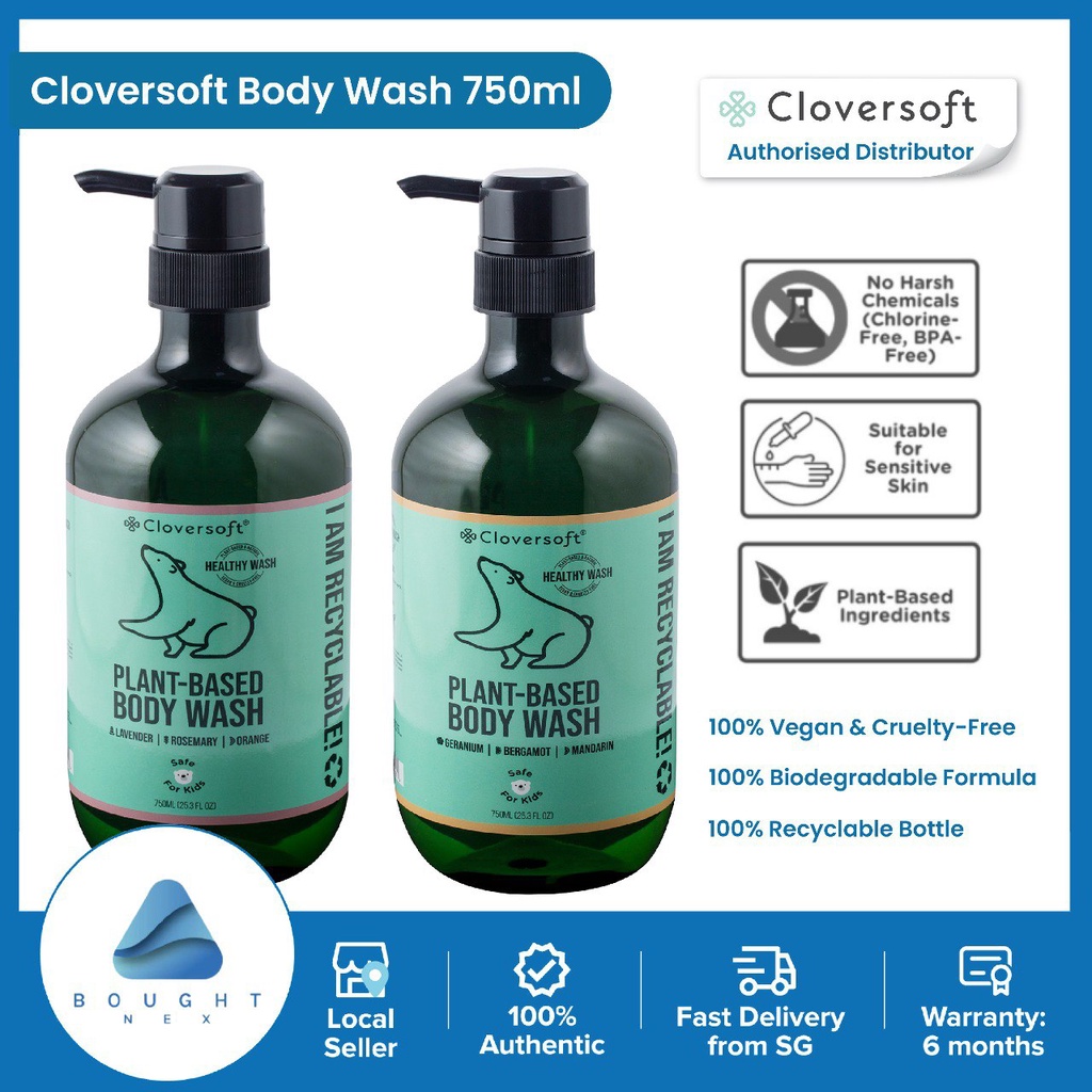 Cloversoft Plant-Based Body Wash | Chemical-Free, Essential Oils, Aloe ...