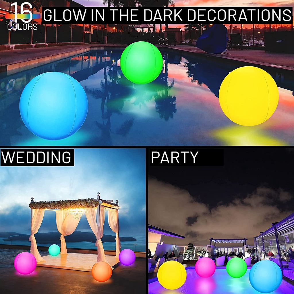 LED Beach Ball (40cm / 60cm) Light Up Beach Ball 16 Colors Lights ...