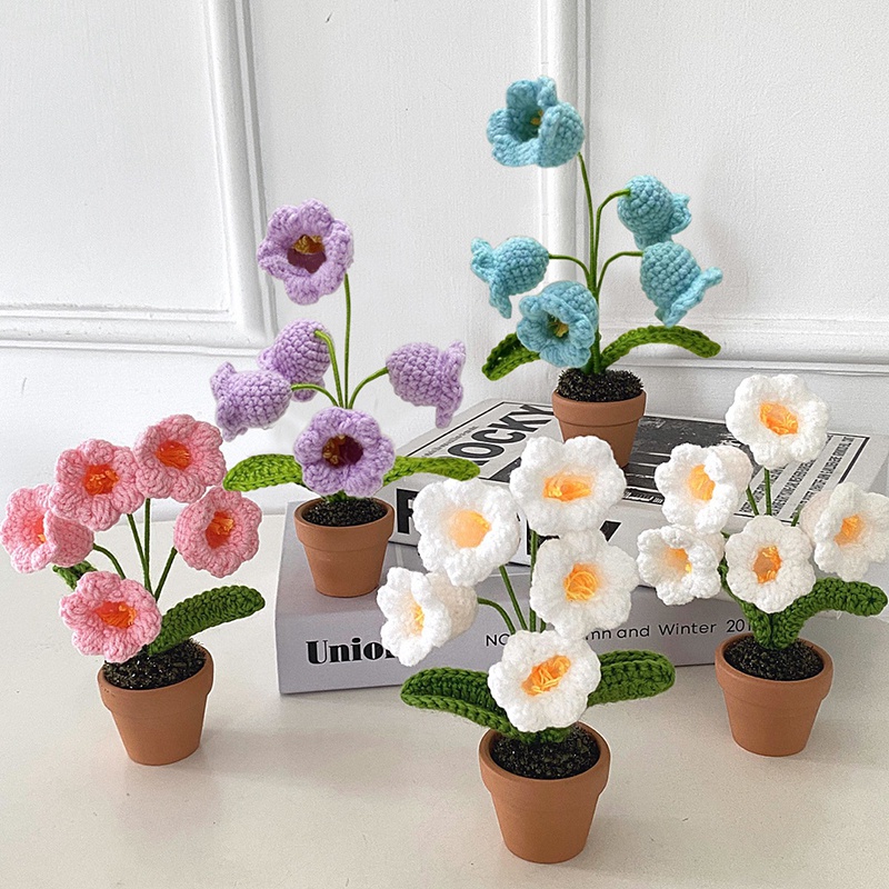 Finished Hand Woven Flower DIY Artificial Flowers Handmade Crochet Flowers Creative Gift