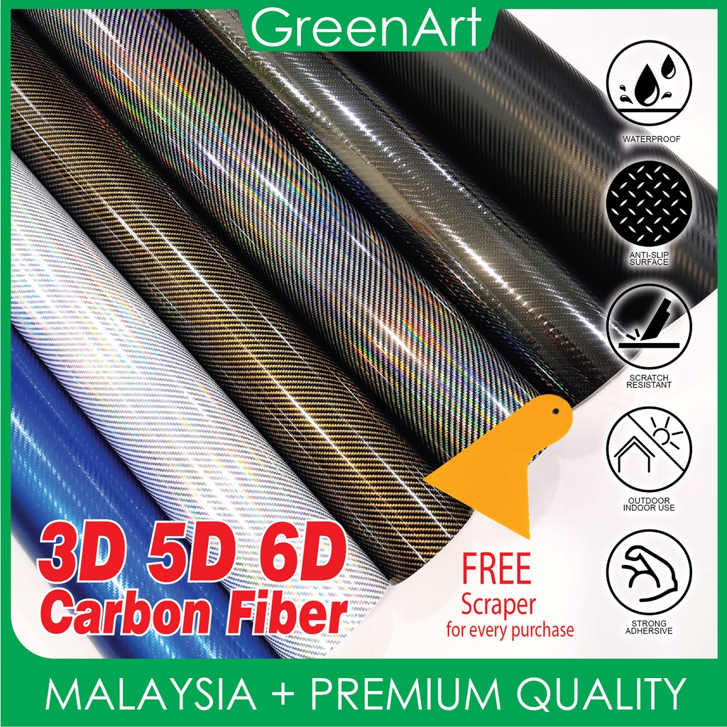 152x152CM (5x5feet) 3D 6D Carbon Fiber Wrap Film Car Sticker Wrapping ...