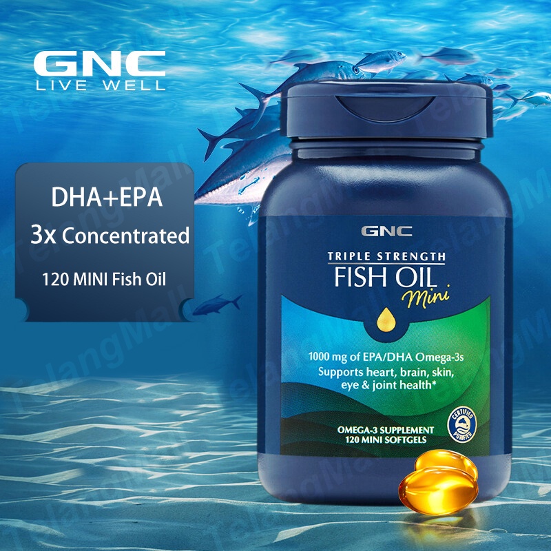 GNC Triple Potency Mini Fish Oil 1000 mg EPA DHA Omega 3 120 Mini ...