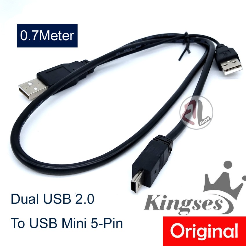 Dual USB 2.0 Type A to USB Mini 5-Pin Cable | Shopee Singapore