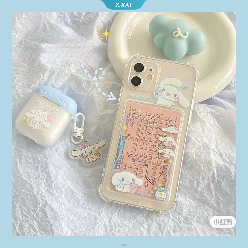 Cinnamoroll Dog Card Case Phone Case iPhone13 All-Inclusive Transparent Cute Anti-drop Anti-lost【ZK】