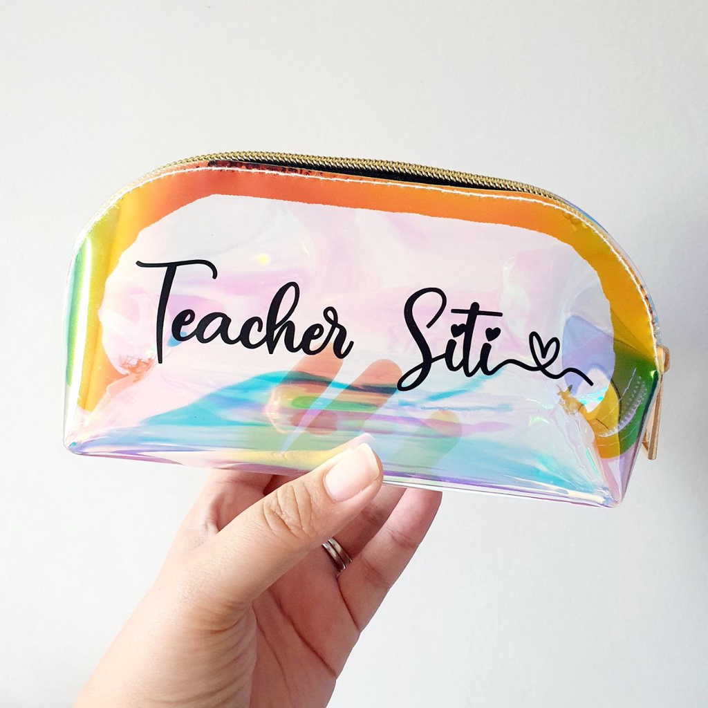 Customised Pouch Personalized Pencil Bag Case Iridescent Teacher s day Shopee Singapore