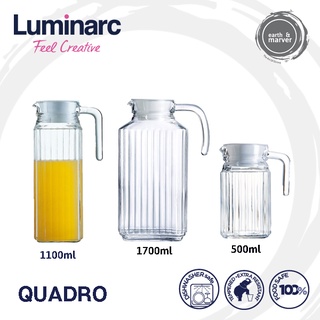 Luminarc QUADRO Wine Water Juice Jug Decanter Ribbed Glass Pitcher