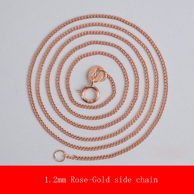 Plated Rose Gold In Stock 100 Real 925 sterling silver Necklace 1.2mm Side chain Different Length Plated 18K Rose gold Clavicle Chain Fashion Jewelry wholesale Shopee Singapore