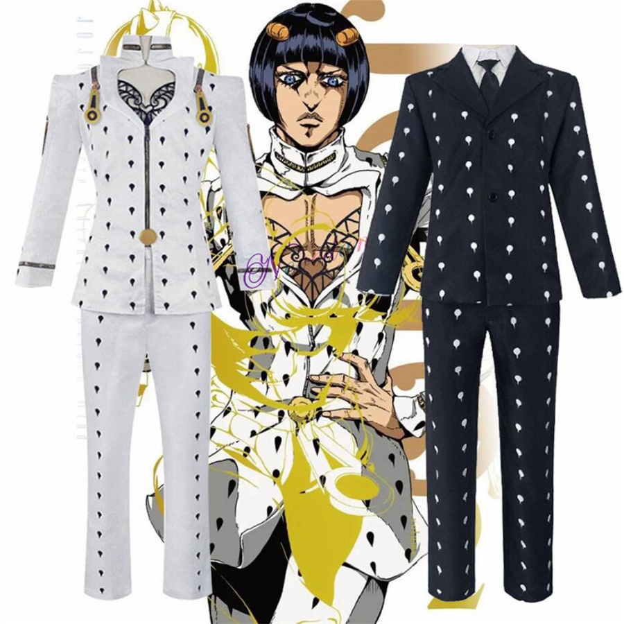 Anime JoJo Bizarre Adventure Bruno Bucciarati Cosplay Costume White Black  Suits Uniform Men Women Full Set | Shopee Singapore