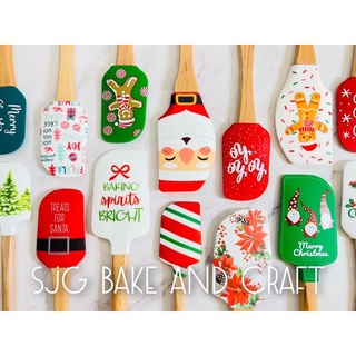 3PCS Silicone Spatula Kitchen Christmas Cake Decoration With Cute Wooden  Handle Snowman Christmas Tree Santa Pattern