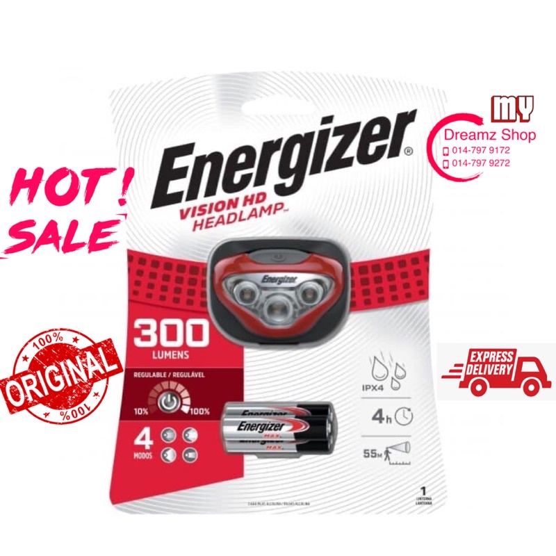 Energizer VISION HD HEADLIGHT 300 Lumens HDB323 Headlamp | Shopee Singapore