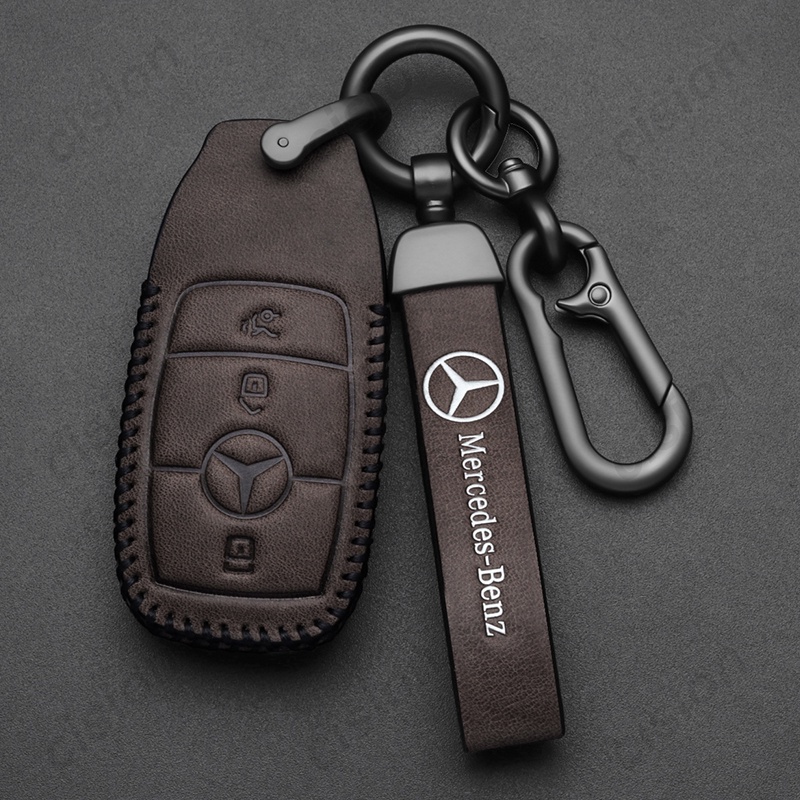 Leather Smart Remote Car Key Case Cover FOB Bag Pouch For Mercedes Benz ...