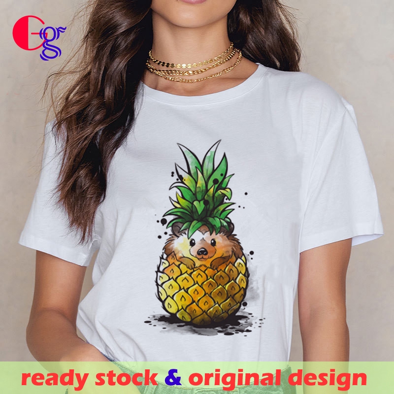 pineapple skeleton t shirt happy scary tshirt Women love retro comics tee t-shirt inscriptions doodle clothing puppy female top