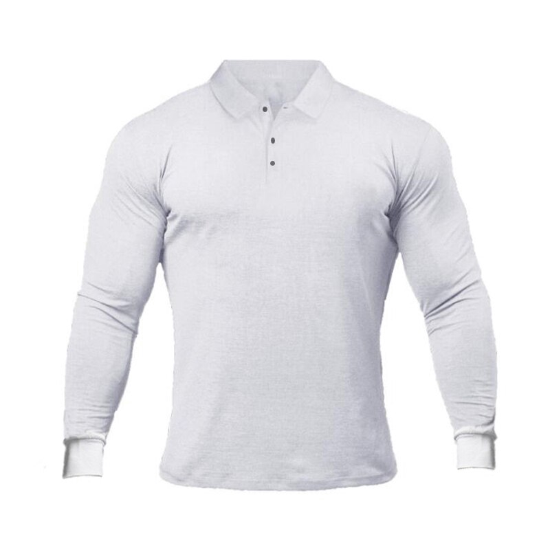 Brand Workout Polo Shirt Mens Clothing Casual Polo Breathable Sports Long Sleeve Gyms Fashion Bodybuilding Men's Polos