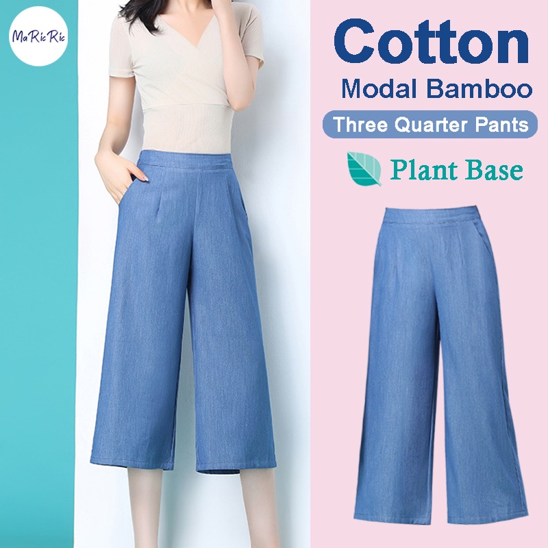 (SG InStock) Cotton Modal Three Quarter Pants (Stylish. Office Wear. Cooling. Home Wear. Sleep Wear. Casual) TCP03