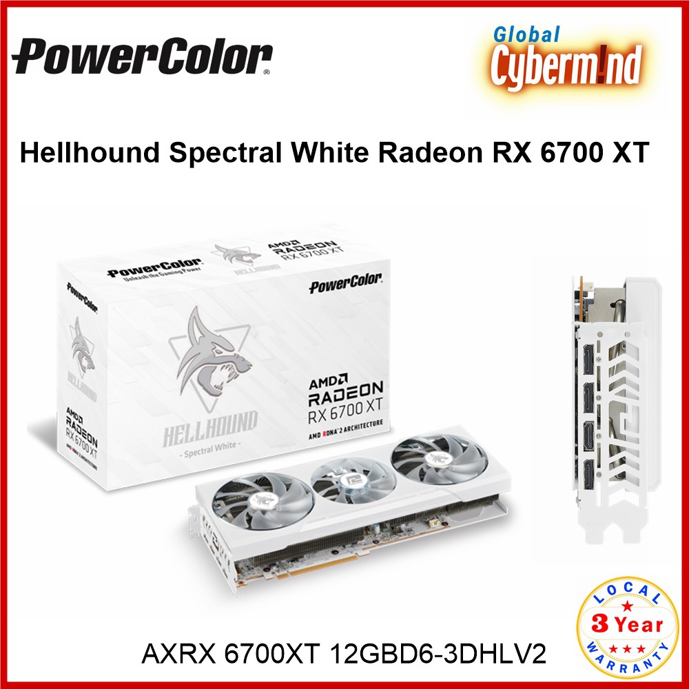 PowerColor Hellhound Spectral White AMD Radeon RX 6700 XT 12GB GDDR6 ...