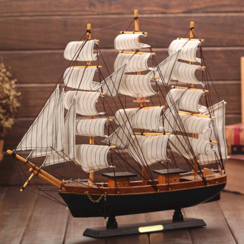 Wooden Sailing Boat Sailing Ship Furnishing Art Home Room Office Shop Decoration
