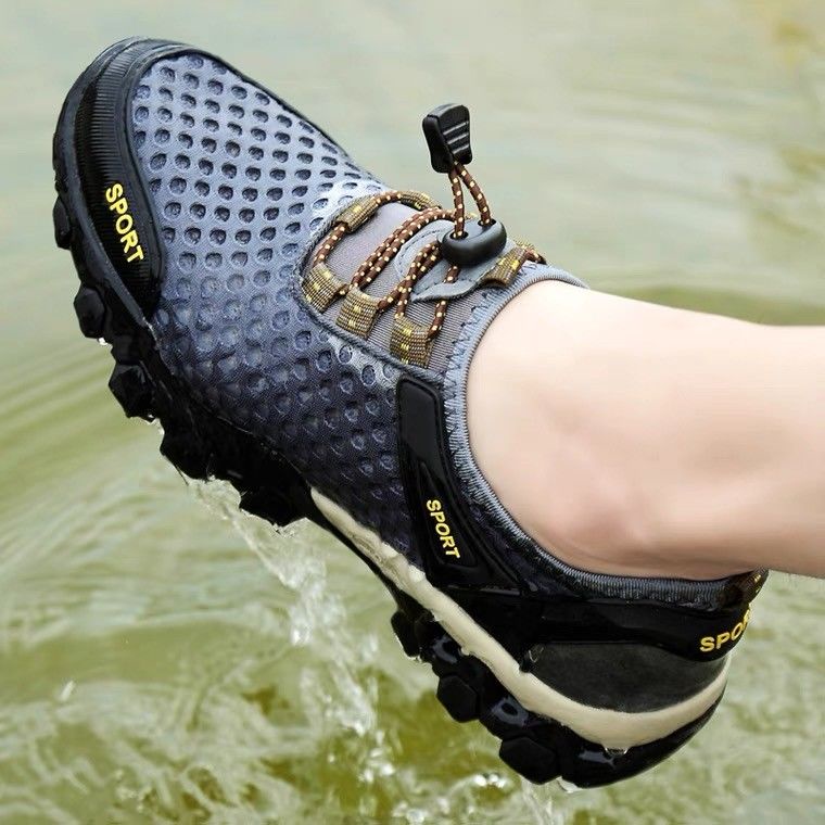 Men mesh breathable non slip water friendly large size hiking sneakers clearance