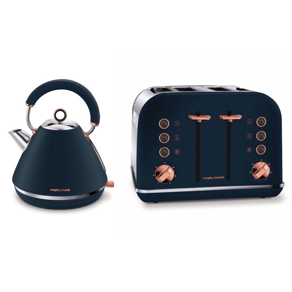 Morphy Richards Rose Gold and Midnight Blue Traditional Kettle and