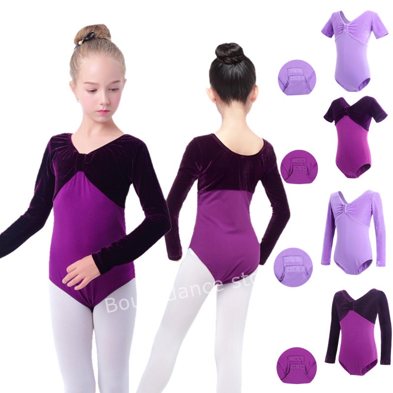 Children's Ballet Costumes Autumn Winter Velvet Splicing Long Sleeve