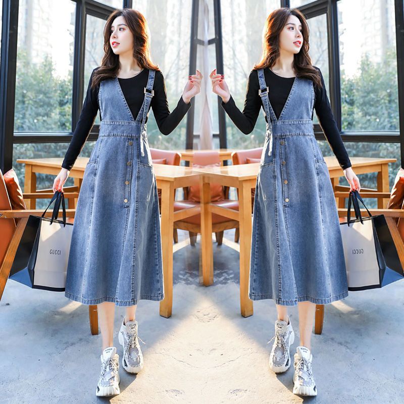 Retro One-Piece Denim Suspender Skirt Women 2022 Summer