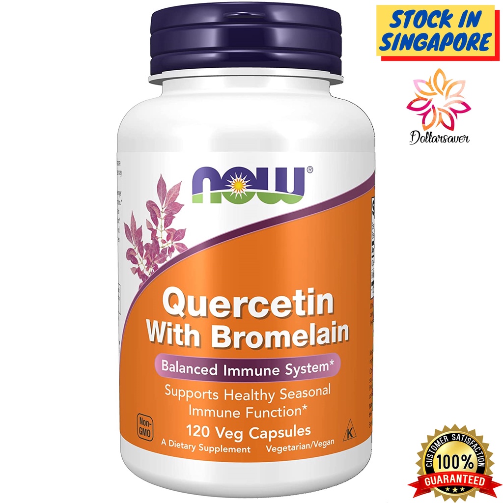 thumbnail image 2 of NOW Foods Quercetin With Bromelain – 120 Veggie Caps, 800mg / 2400 GDU (Exp 2026) 2 of 4