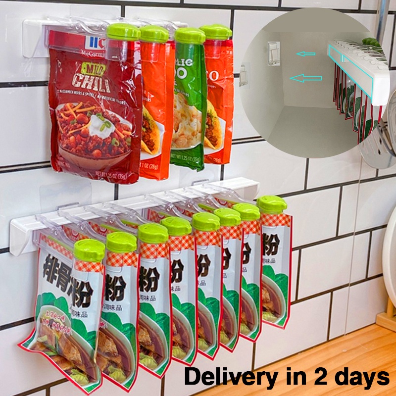 [SG] Spice Holder Rack Kitchen Wall-Mounted Spice Bag Holder Seasoning ...