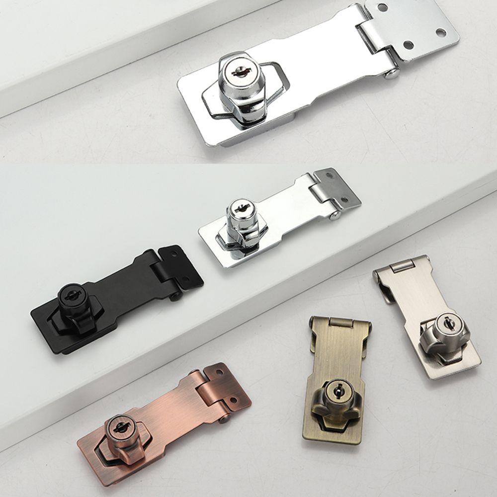 Padlock Hasp Staple with Knob Locking 2.5/3 / 4 Inch Padlock Cupboard Shed Garage Lock with Keys for Furniture Cabinets Boxes