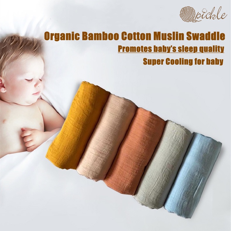 [SG SELLER ] Plain Solid Color Organic Cotton Muslin Swaddle Bamboo Swaddle Cooling for baby