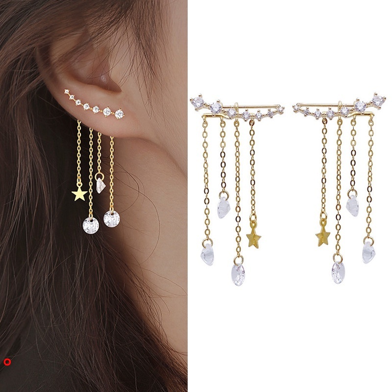 Star Earring Tassel Earrings for Women Cubic Zircon Splittable Dangle Earrings Party Jewelry