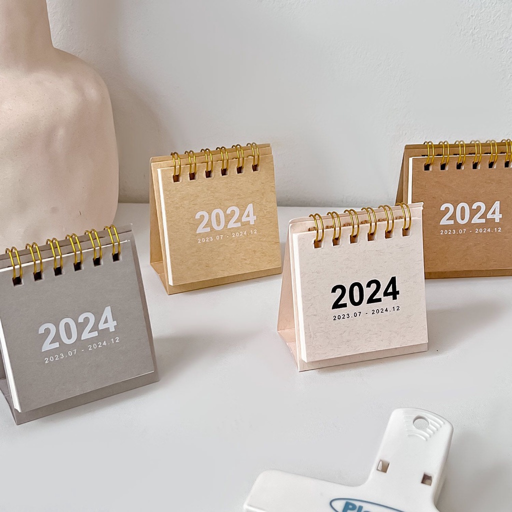 2024 Mini Small Desk Calendar Simple Muji Style Calendar Monthly