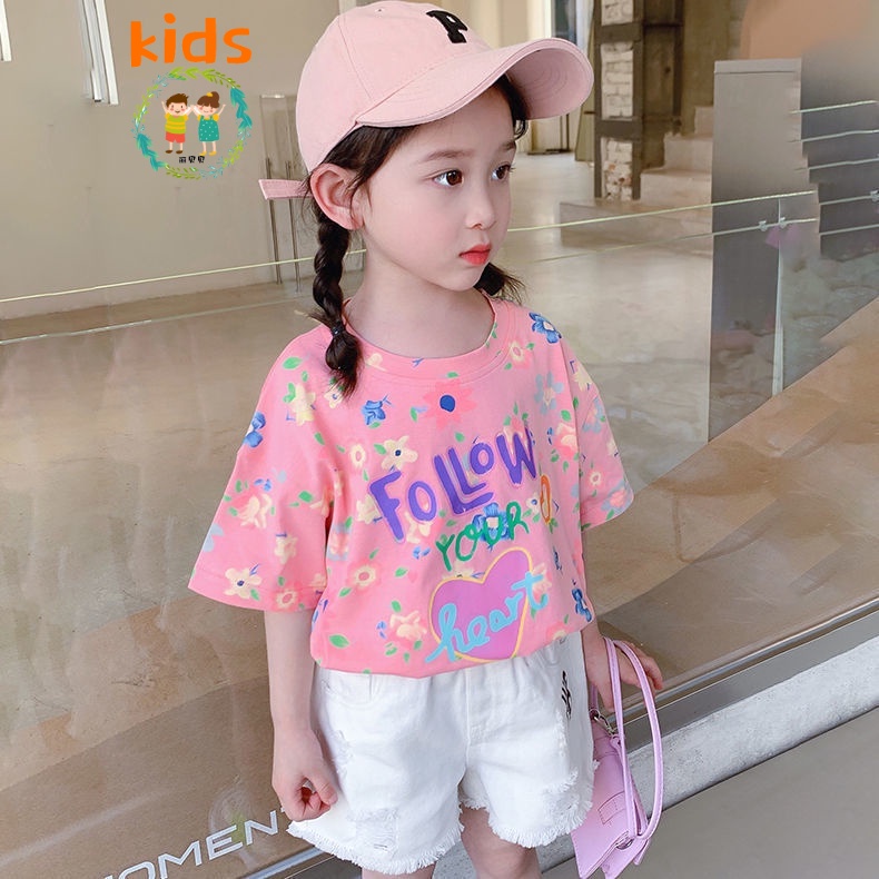 2022 New Style Summer Girls Casual Short-Sleeved Tops Children's