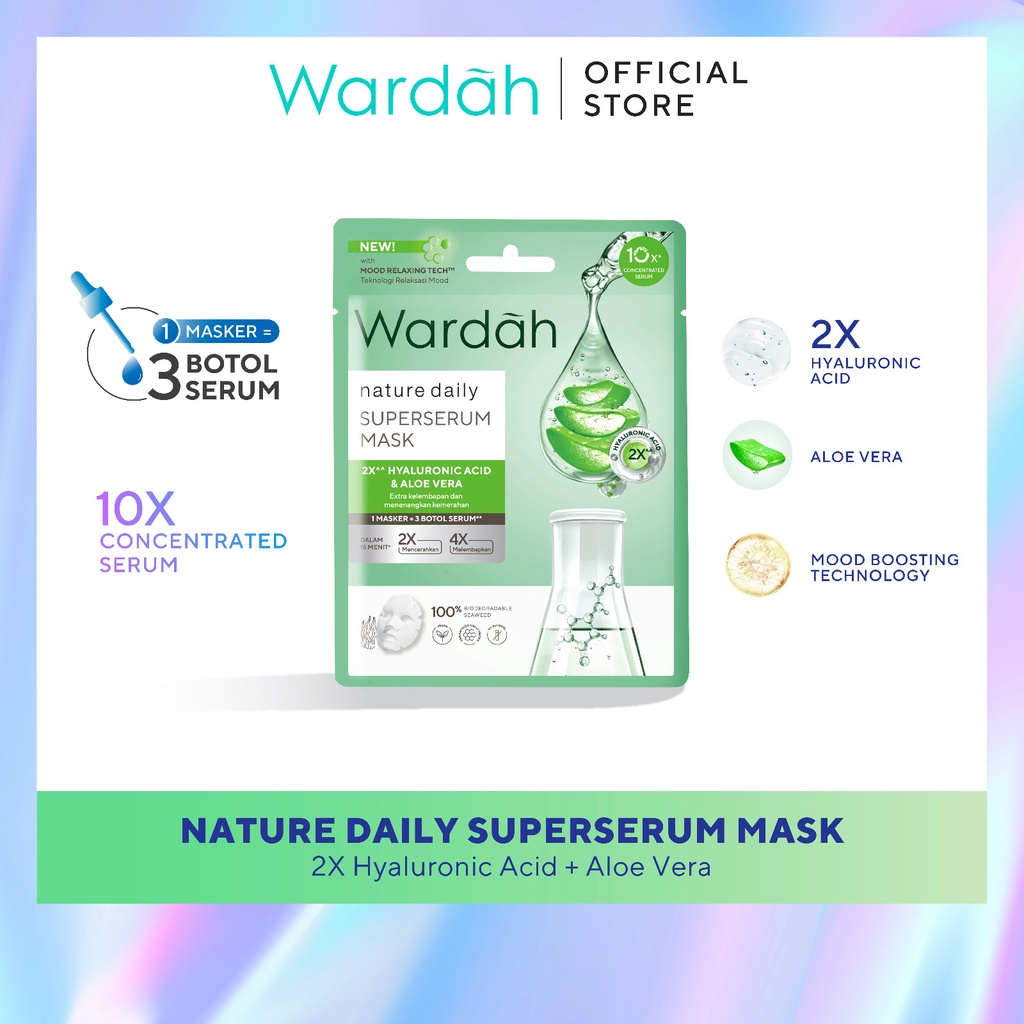 WARDAH SuperSerum Mask 20 ml - Sheet Mask dengan 10x Concentrated Serum, 2x Mencerahkan, 4x Melembabkan - Skincare - Gambar 2
