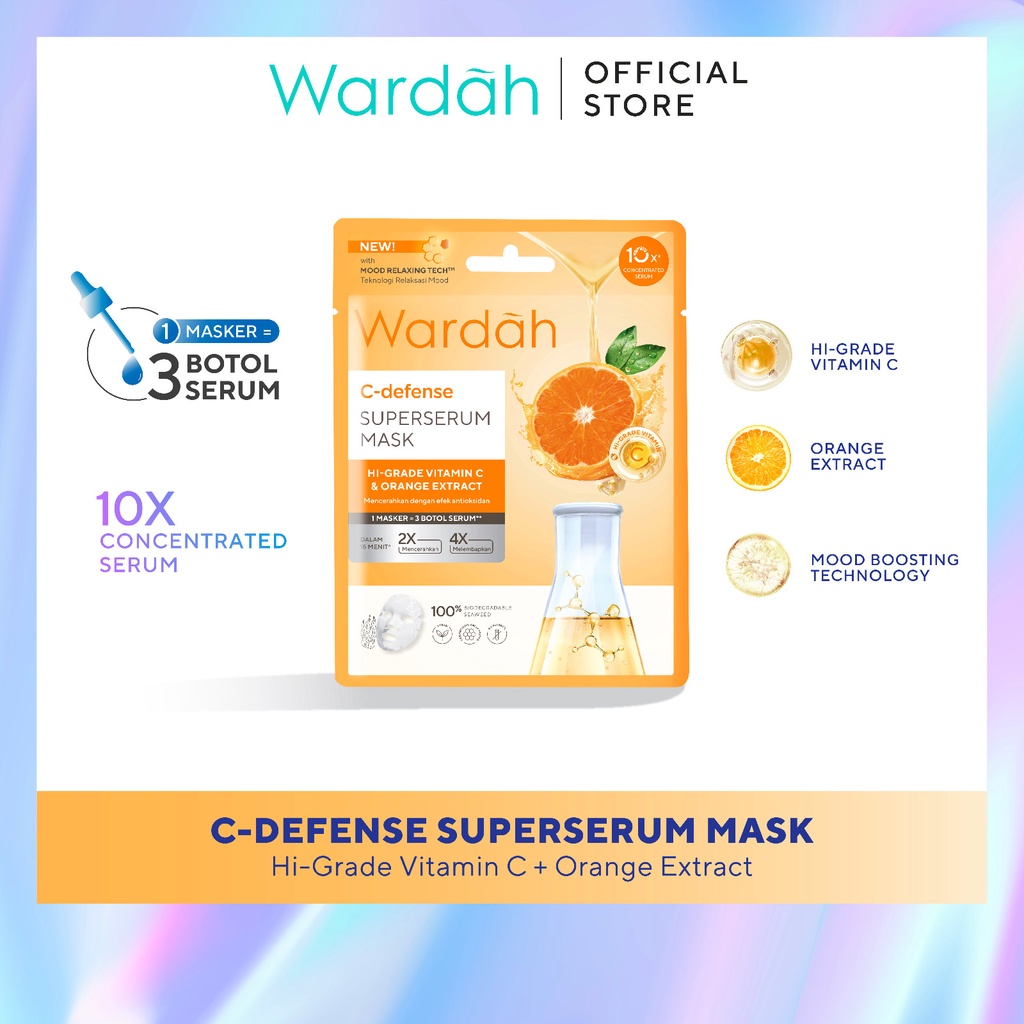 WARDAH SuperSerum Mask 20 ml - Sheet Mask dengan 10x Concentrated Serum, 2x Mencerahkan, 4x Melembabkan - Skincare - Gambar 4