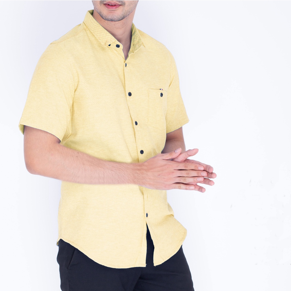 7067 Men's Clothing Short Sleeve Yellow Short Yellow Simple Distro
