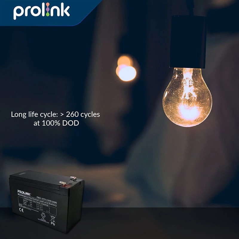 Prolink Baterai UPS 8.2 AH PBV4FB VRLA - Hitam - Gambar 3
