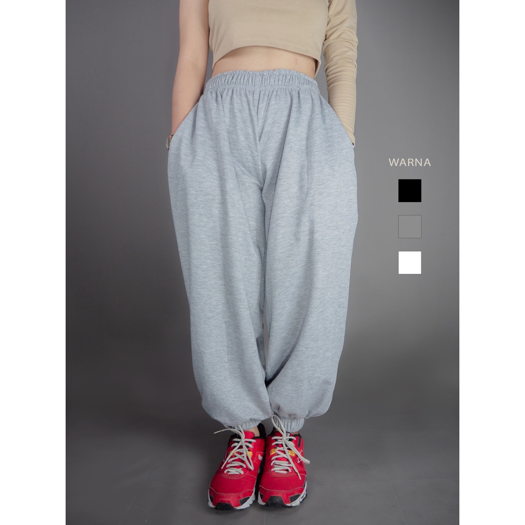 Sudjoe Loose Jogger Pants Training Oversized Loose FleeceWanita ...