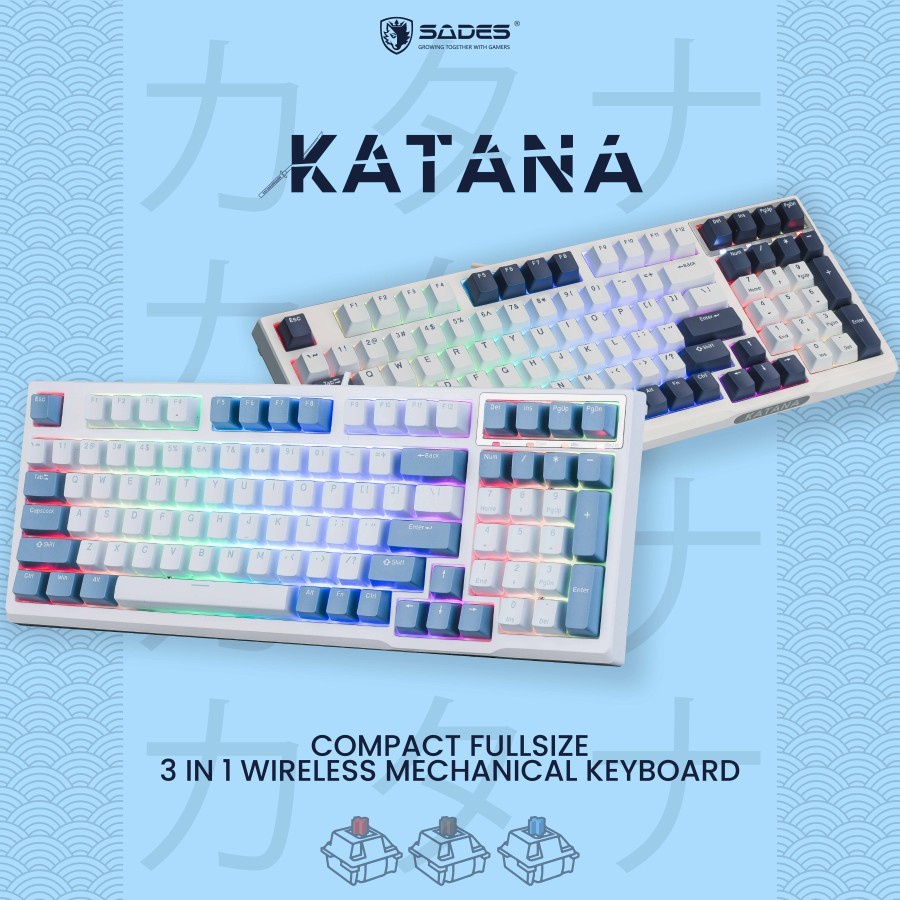 Sades Katana Wireless Bluetooth 96% Mechanical Keyboard Gaming - Gambar 2