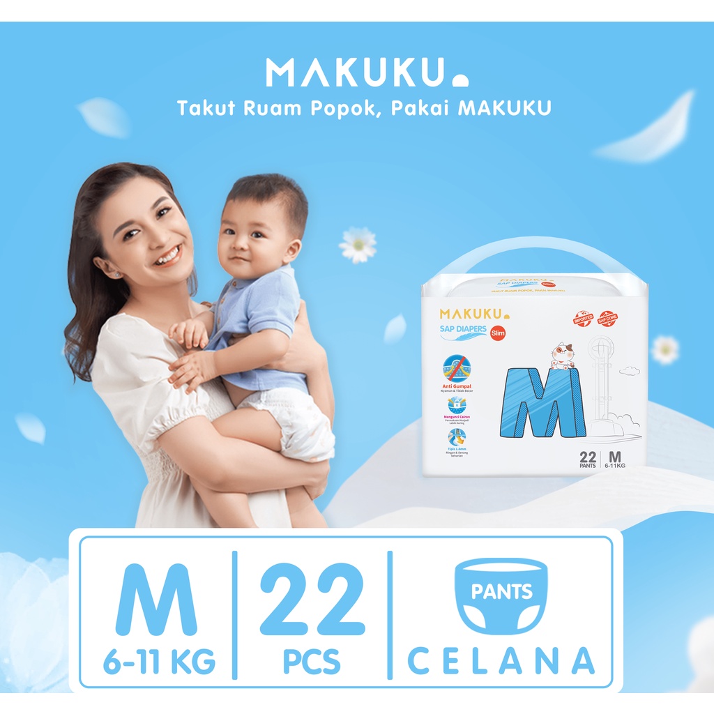 Makuku SAP Diapers Slim Pants M22 Baby Diapers Thin AntiClump Pants