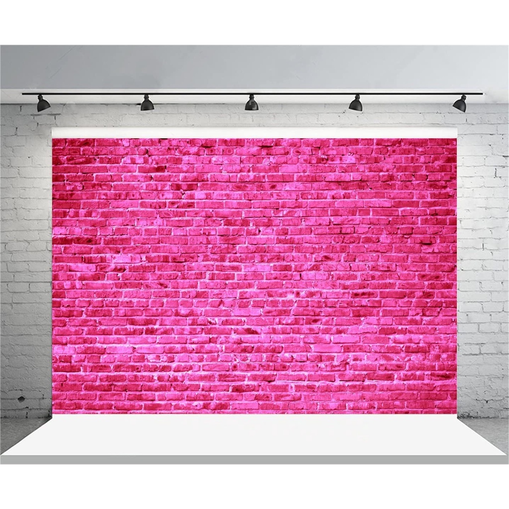 7x5ft Pink Brick Wall Backdrop Happy Birthday Party Table Decoration
