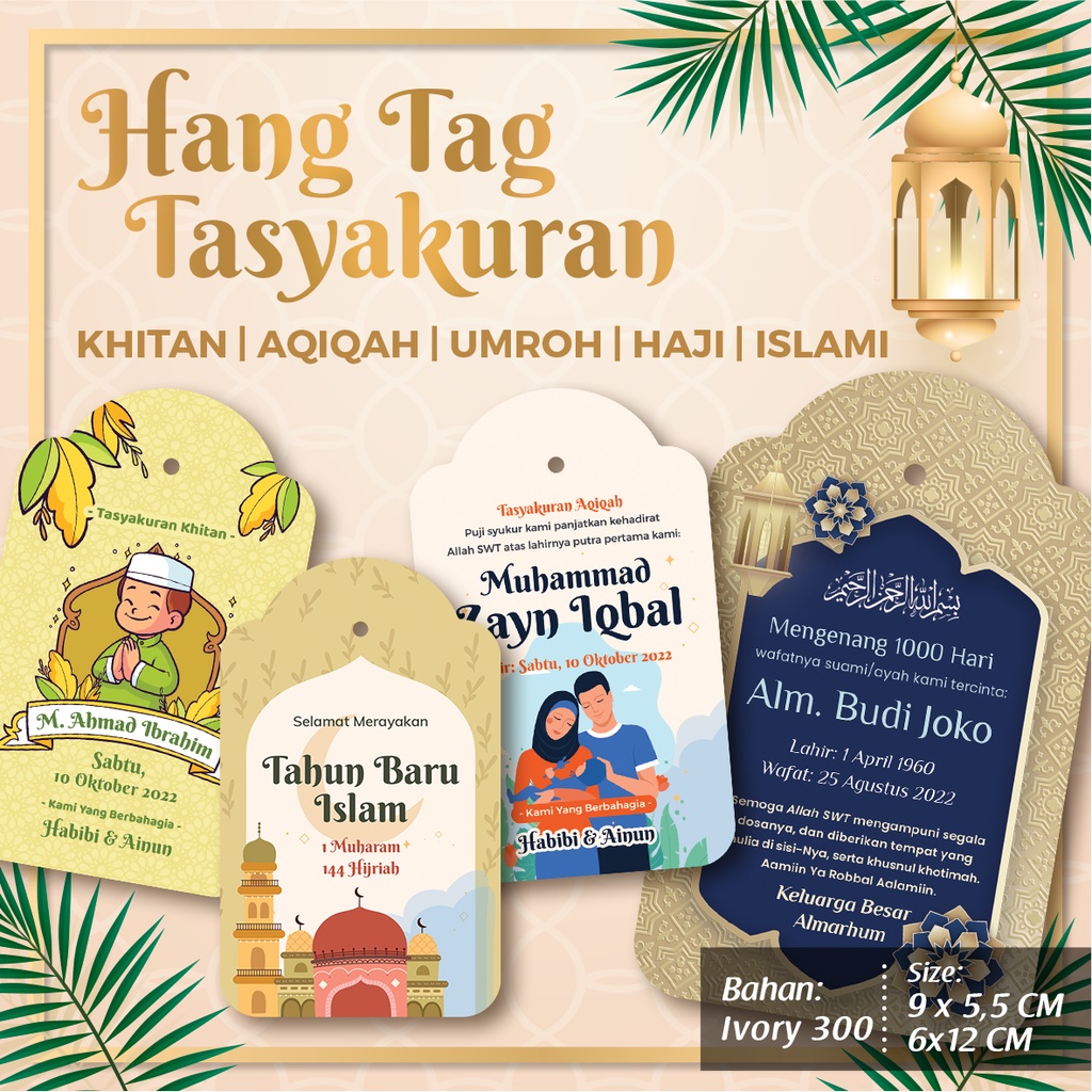 Hang Tag Tasyakuran/ Aqiqah/ Circumcision/ Hajj/ Umrah/ Islamic Theme ...