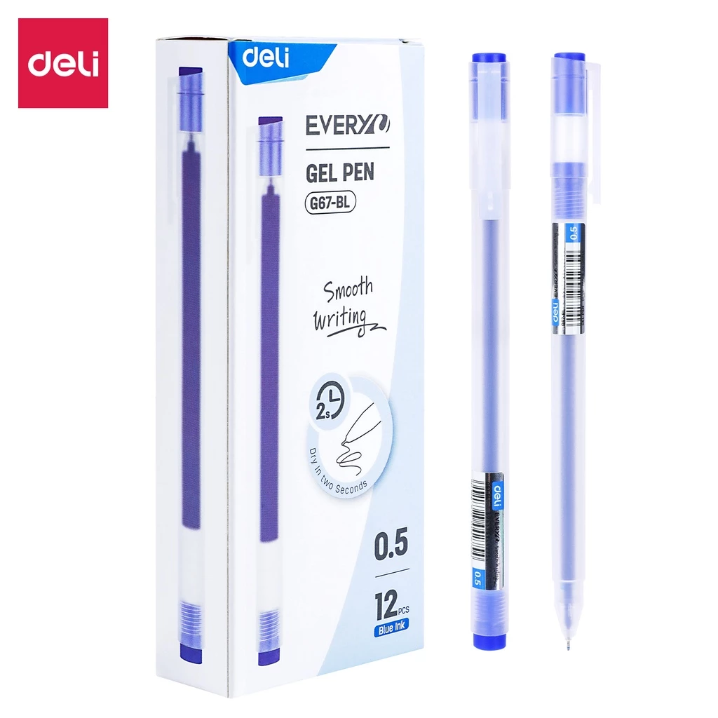 Deli Gel Pen / Pulpen Gel 0.5mm Kapasitas Tinta 800 Meter Penulisan Halus EG67 12 pcs - Gambar 3