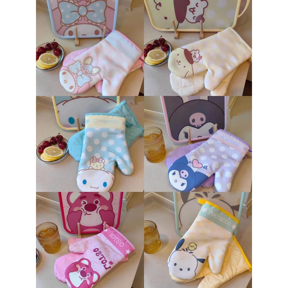 Cempal cooking gloves, oven mitten, a pair of polka dot motifs | Shopee ...