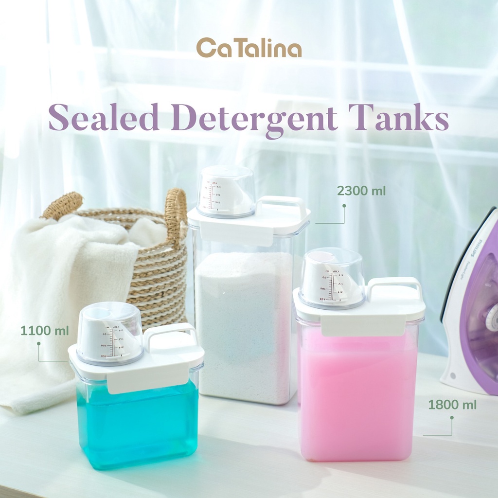 Toples Canister Serbaguna Laundry Wadah Detergent Gelas Cup Takaran - Gambar 3