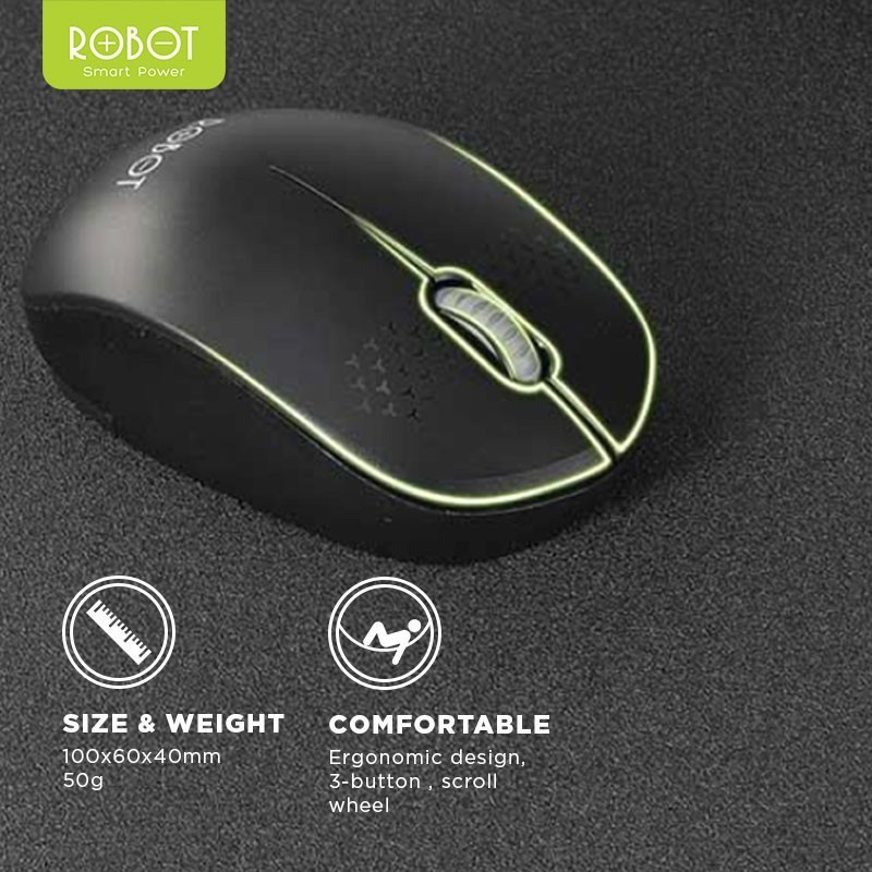Robot M210 / M-210 Wireless Mouse Silent 2,4Ghz Garansi Resmi - Gambar 3