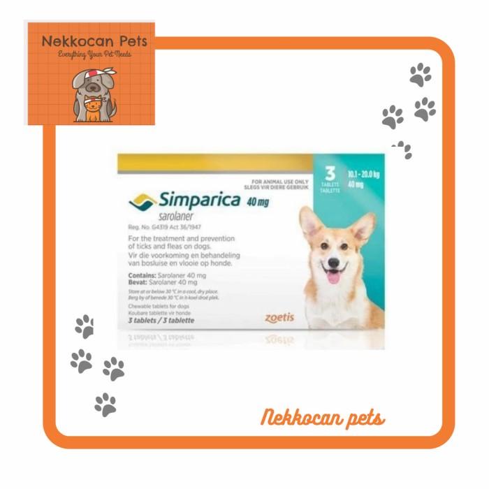 Simparica DOG 40MG CHEWABLES SCABIES CAPLAK DEMODEX DOG Flea Medicine