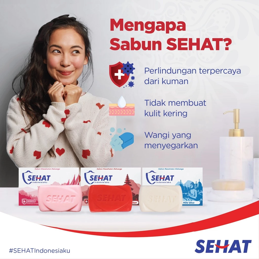 Sehat Perisai 70Gr Sabun Mandi Keluarga Antiseptik 3 Pcs Merah (LOVE) - Gambar 3