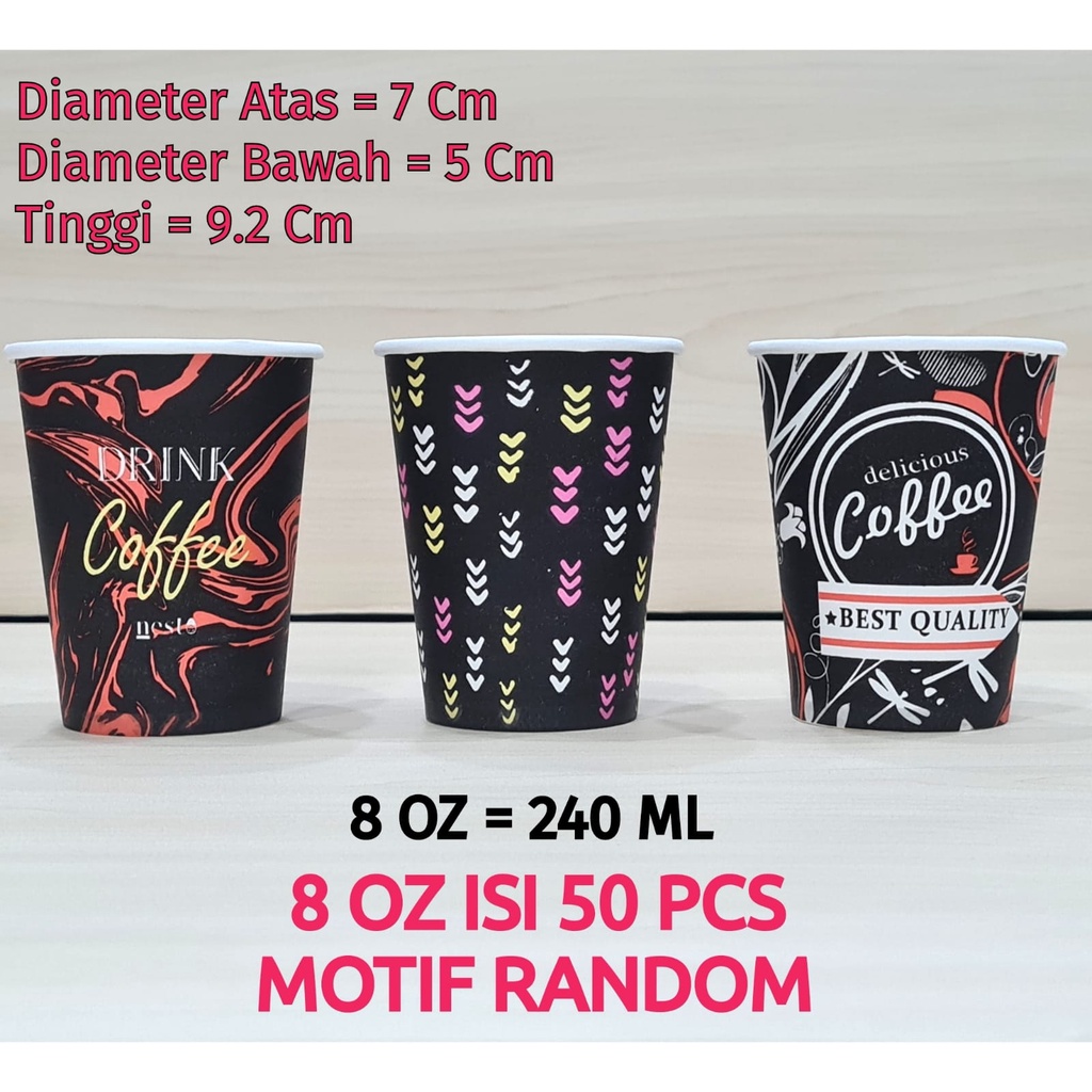 Coffee Cup Paper Cup 8oz Color PT Contents 50pcs | Shopee Singapore