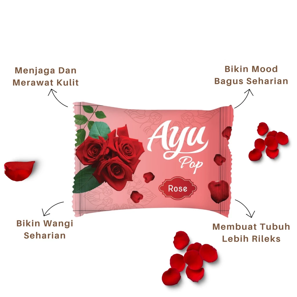 Ayu Pop 65gr Sabun Mandi Batang - Beauty Bar Soap ROSE - Gambar 3